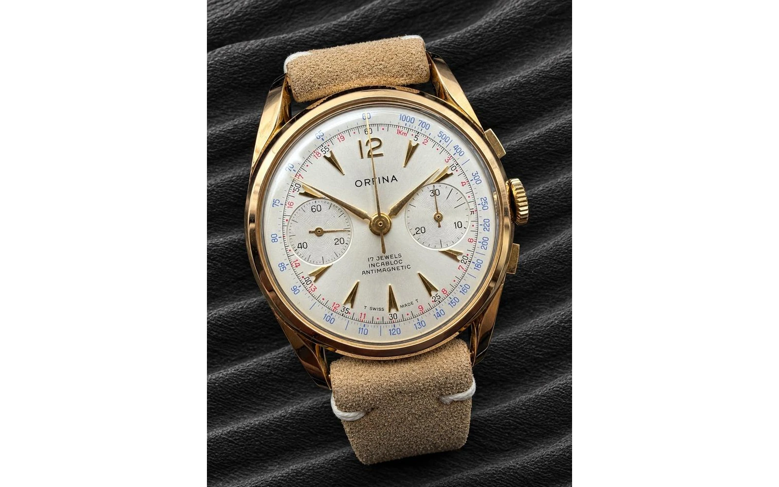 Orfina Orfina VINTAGE ORFINA 1004 CHRONOGRAPH HANDAUFZUG ANTIMAGNETIC INCABLOC GOLD 36mm UHR