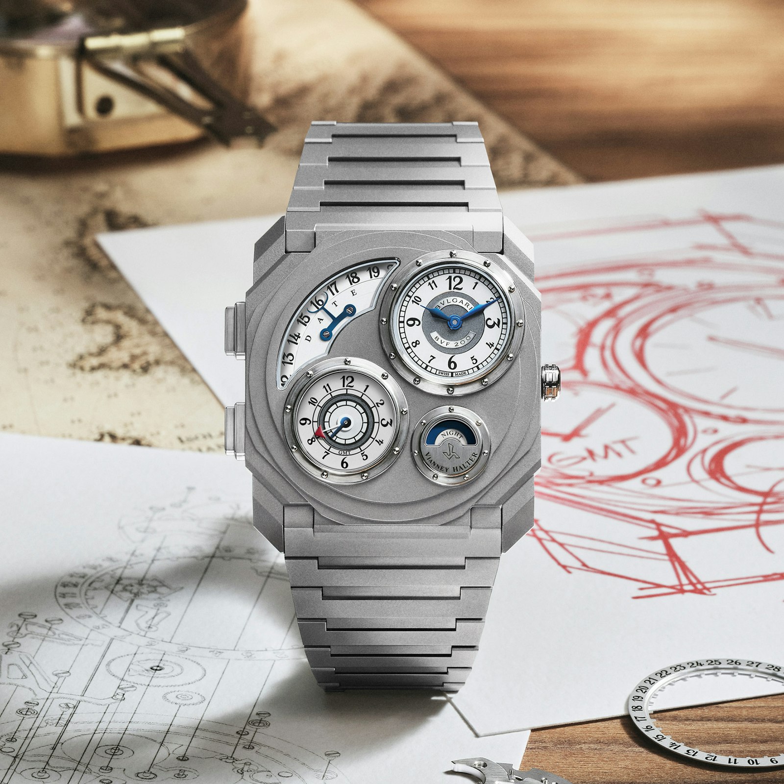 Bulgari Octo Finissimo Dual Time x Vianney Halter, розовое золото