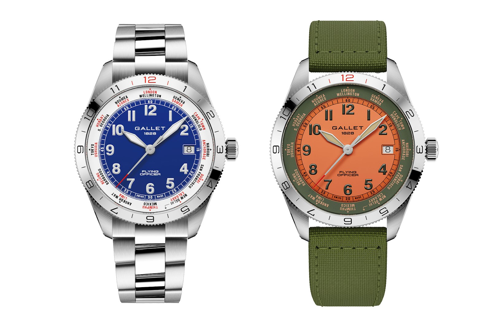 Gallet Flying Officer Chronograph 40, светло-голубой циферблат