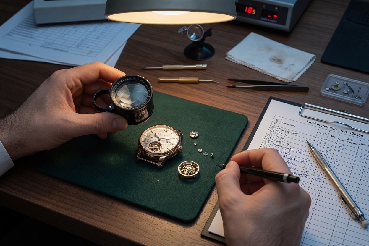 Часы Rolex на сервисном столе перед проверкой